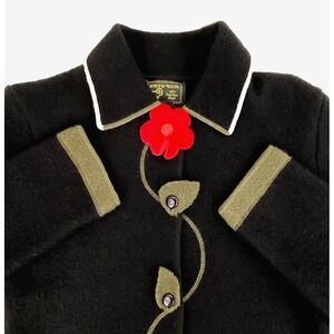 South Wool Cardigan Jacket Womens M Virgin Wool Black Luxury Sweater Coat